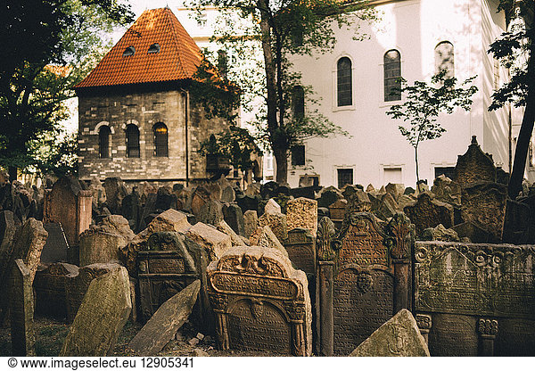 Czechia  Prague  tombstones on the old Jewish Graveyard
