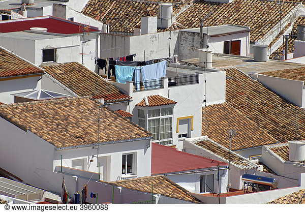 Dächer des Pueblo Blanco oder Weißen Dorfes Olvera  Andalusien  Spanien  Europa