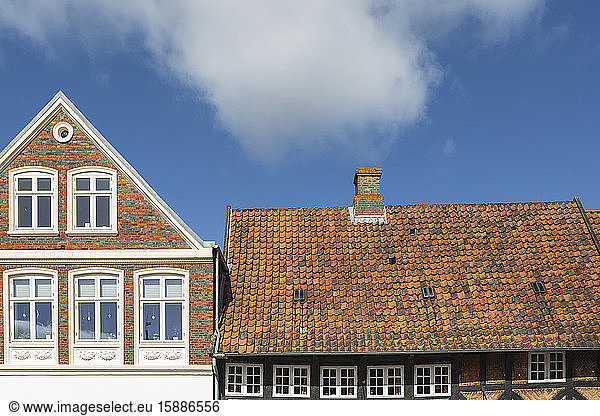 Dänemark  Ribe  Dächer alter Stadthäuser
