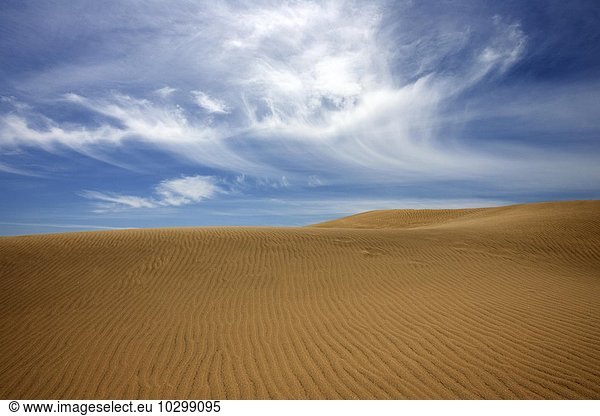 Dünenlandschaft  Dünen von Maspalomas  Wolkenformation  Strukturen im Sand  Naturschutzgebiet  Gran Canaria  Kanarische Inseln  Spanien  Europa