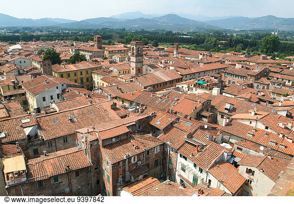 Dach, durchsichtig, transparent, transparente, transparentes, Außenaufnahme, Fenster, Himmel, Gebäude, Stadt, Geschichte, Antiquität, Querformat, Kirche, Religion, Dorf, Draufsicht, Toskana, Glocke, Italienisch, Italien, Lucca, alt