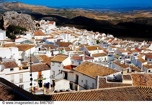 Dach  Ansicht  Andalusien  Luftbild  Fernsehantenne  Olvera  Spanien