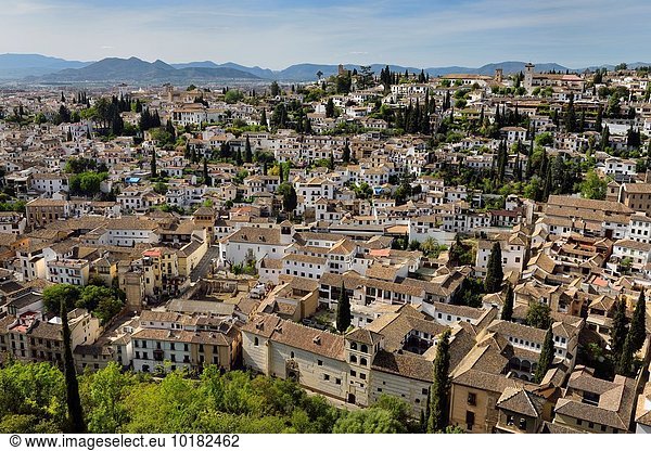 Dach Festung Kirche Ansicht Fliesenboden Granada Spanien