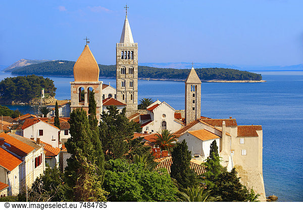 Dach Mittelalter Europa über Stadt Kirche Ansicht Kroatien Rab