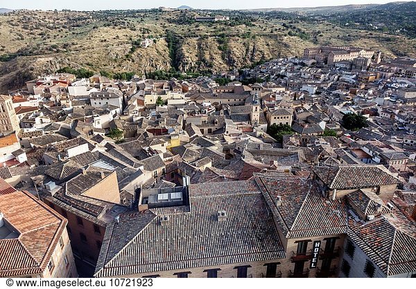 Dach Panorama Europa Gebäude Hügel rot Kachel UNESCO-Welterbe Lehm Spanien spanisch Toledo