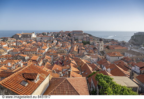 Dach Stadtmauer Europa Ansicht UNESCO-Welterbe Kroatien Dubrovnik