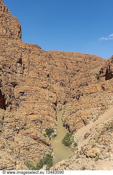 Dades-Schlucht  Schlucht mit Fluss Oued Dades  Marokko  Afrika
