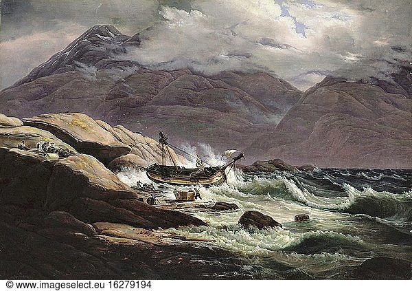 Dahl Johan Christian Clausen - Schiffbruch an Der Norwegischen K?ste - Norwegische Schule - 19. Jahrhundert.