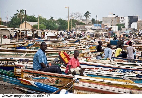 Dakar  Senegal: November 17  2008. This beachside fish market in Senegal´s capital city of Dakar is a typical scene in this coastal West African country.