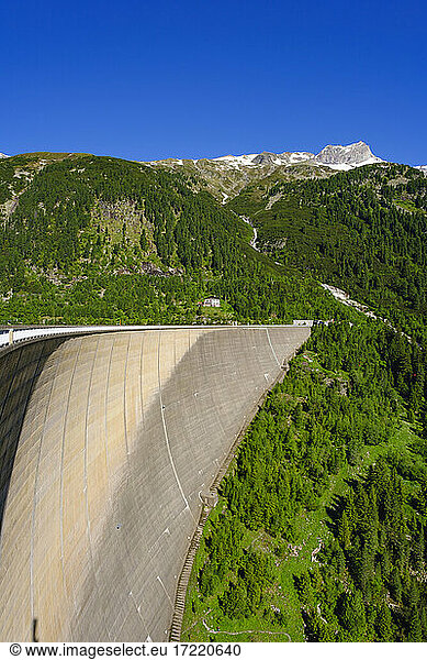 Dam wall at Schlegeis reservoir  Zillertal Alps  Ziller valley  Tyrol  Austria