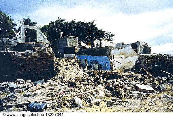 damage along the Choluteca River Tegucigalpa Honduras. caused by Hurricane Mitch