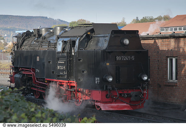 Dampflok der Harzer Schmalspur-Bahnen  Brockenbahn  Wernigerode  Harz  Sachsen-Anhalt  Deutschland  Europa
