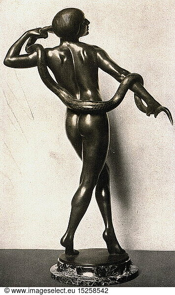 dance  snake dance  sculpture 'The snake dancer' by Rudolf Marcuse  rear view  bronze  Velhagen and Klasings monthly magazines  1926