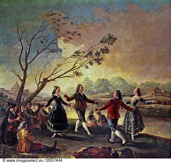 Dancing on the banks of Manzanares river  1777  oil painting by Francisco de Goya.