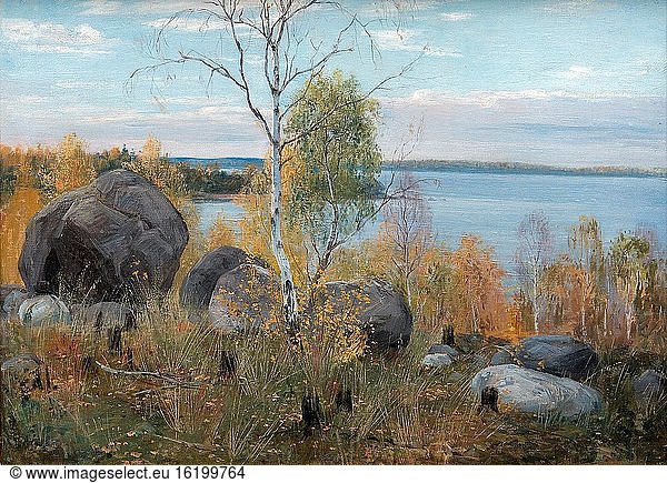 Danielson-Gambogi Elin - Herbstlandschaft aus S??ksm?ki - Finnische Schule - 19. Jahrhundert.