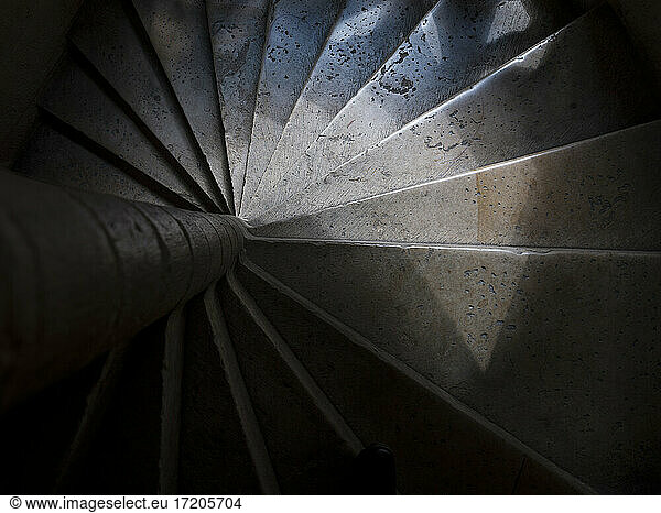 Dark empty spiral staircase