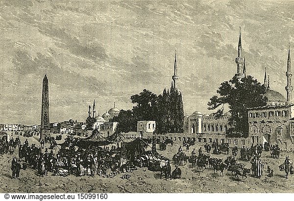 Das 'At-Meidan' - Antikes Hippodrom - mit Theodosius-Säule  Konstantinopel'  1890. Schöpfer: Unbekannt.