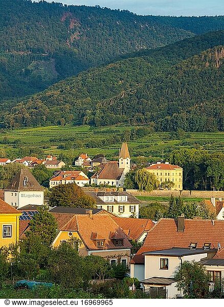 Das historische Dorf Spitz liegt im Weinanbaugebiet Wachau. Die Wachau ist als UNESCO-Welterbe gelistet. Europa  Österreich  Niederösterreich.