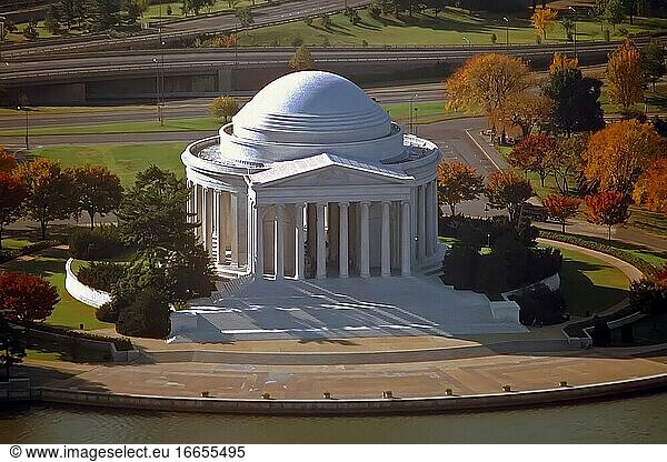 Das Jefferson Memorial als Blick vom Washington Monument D C.