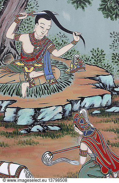 Das Leben des Buddha. Weit weg vom Palast tauschte Prinz Siddartha seine feine Kleidung gegen Lumpen und schnitt sein langes Haar ab.