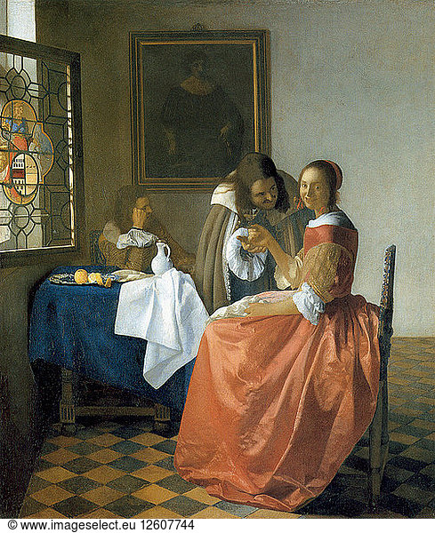 Das Mädchen mit dem Weinglas  1659-1660. Künstler: Vermeer  Jan (Johannes) (1632-1675)