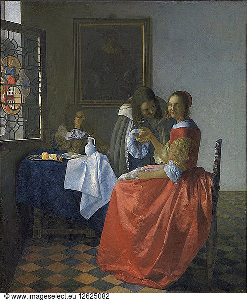 Das Mädchen mit dem Weinglas. Künstler: Vermeer  Jan (Johannes) (1632-1675)