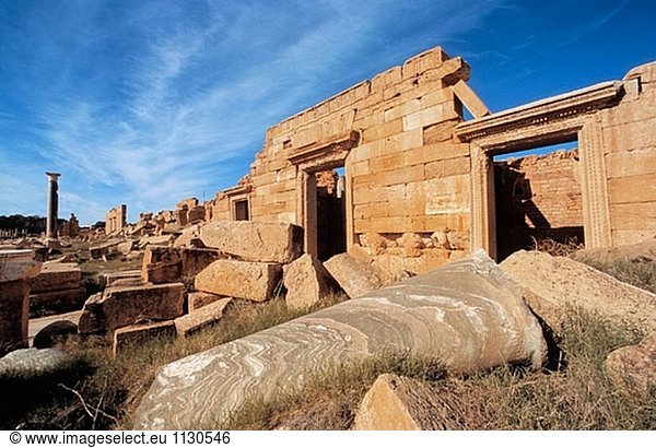 Das neue Forum Septimus Severus. Leptis Magna. Libyen. Afrika.