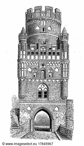 Das Ünglinger Tor in Stendal  mittelalterliche Befestigungsanlagen in Deutschland  digital restaurierte Reproduktion einer Originalvorlage aus dem 19. Jahrhundert  genaues Originaldatum nicht bekannt