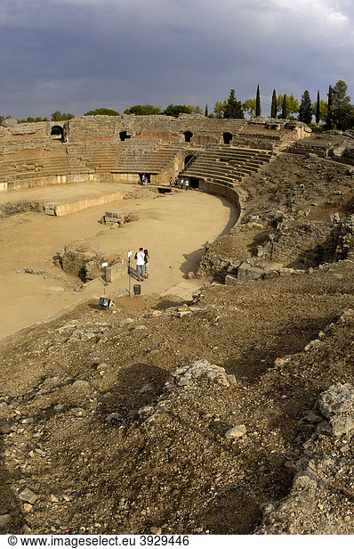 Das römische Amphitheater MÈrida Provinz Badajoz Ruta de la Plata Spanien Europa