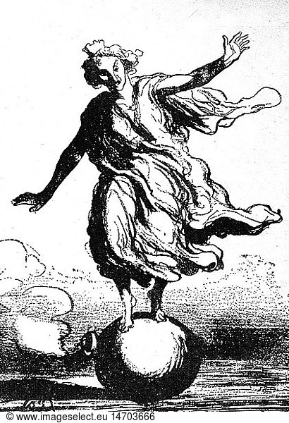 Daumier  Honore  26.2.1808 - 10.2.1879  frz. Maler  Karikaturist  Werke  Karikatur 'EuropÃ¤isches Gleichgewicht'