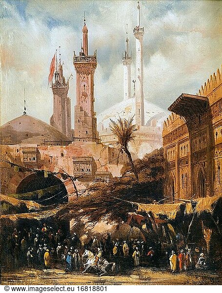 Dauzats Adrien - Moschee von Kairo - Französische Schule - 19. Jahrhundert.