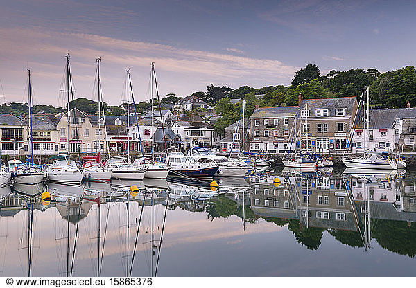 Dawn at Padstow harbour on the North Cornish coast  Cornwall  England  United Kingdom  Europe
