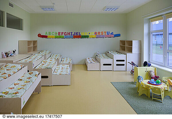 Day care nursery or pre-school kindergarten  bedrooms for nap time  pull out bunks