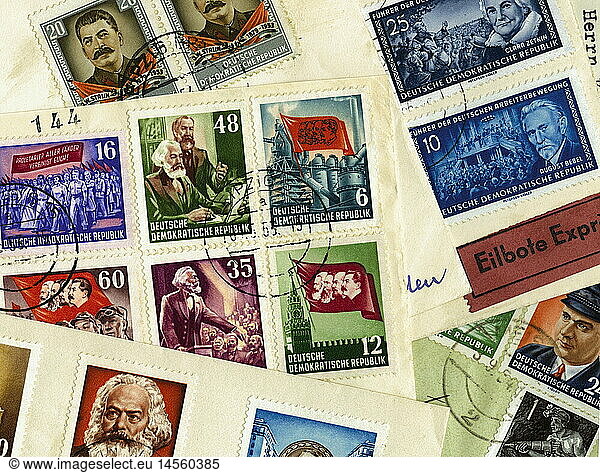 DDR  um 1953  Fuenfziger Jahre  DDR-Briefmarken DDR, um 1953, Fuenfziger Jahre, DDR-Briefmarken