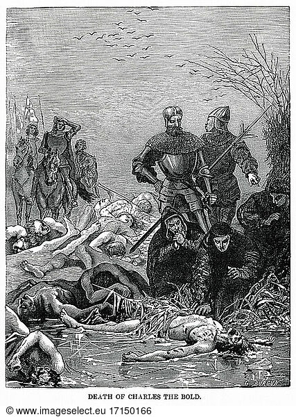 Death of Charles the Bold  Illustration  Ridpath's History of the World  Volume III  by John Clark Ridpath  LL. D.  Merrill & Baker Publishers  New York  1897