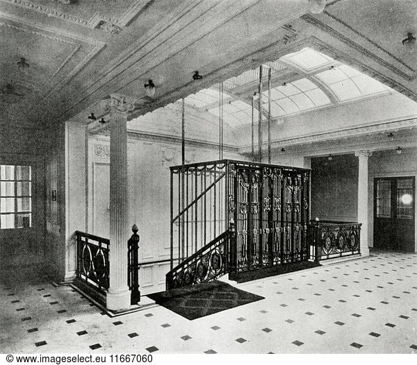 Deck A  showing lift  of the Cunard liner Lusitania