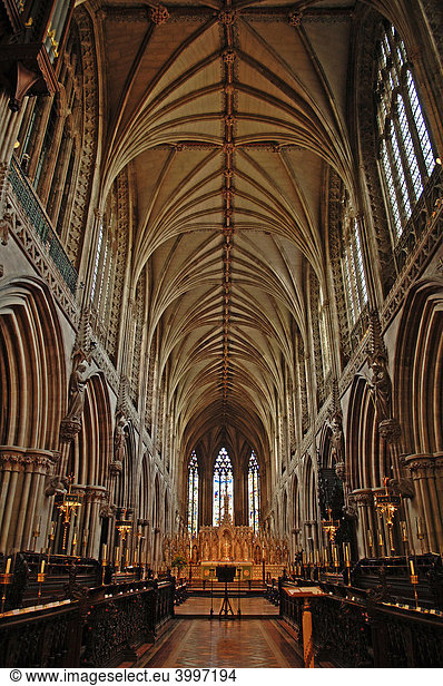 Deckengewölbe der gotischen Kathedrale  Lichfield  England  Europa
