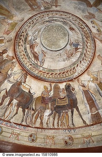 Deckenmalerei im thrakischen Grab von Kazanlak  Kopie  Unesco-Weltkulturerbe  Provinz Stara Zagora  Bulgarien  Europa