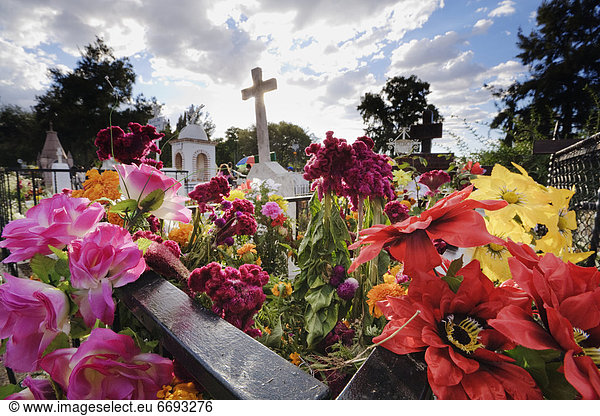 Decorated Graves During Day of the Dead