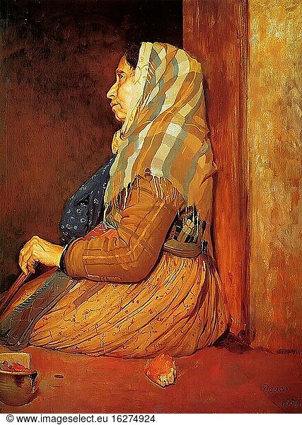Degas Edgar - eine römische Bettlerin 1857 - Französische Schule - 19. Jahrhundert.