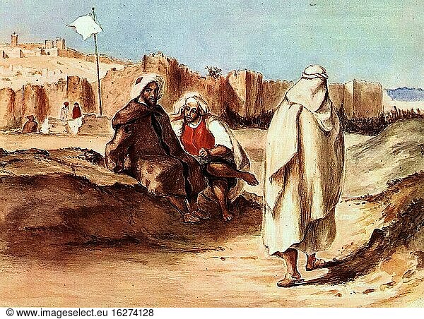 Delacroix Eug?ne - Araber Vor Der Stadt Algier - Französische Schule - 19. Jahrhundert.