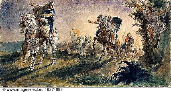 Delacroix Eug?ne - Arabische Reiter auf Pfadfindermission - Französische Schule - 19. Jahrhundert.
