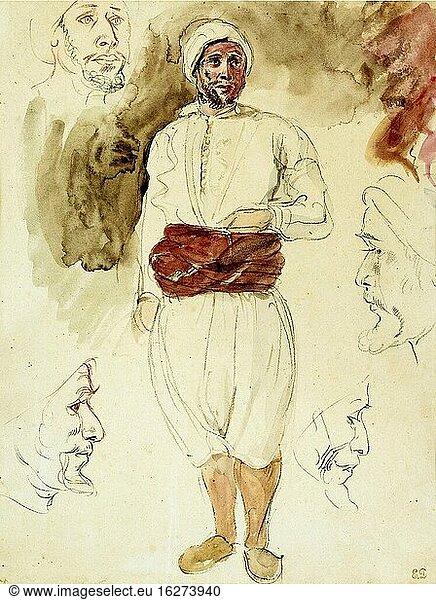 Delacroix Eug?ne - Arabischer Häuptling - Französische Schule - 19. Jahrhundert.