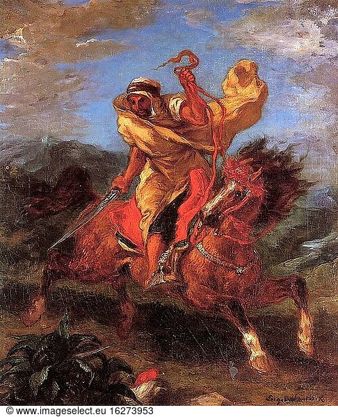 Delacroix Eug?ne - ein arabischer Reiter im Galopp - Französische Schule - 19. Jahrhundert.