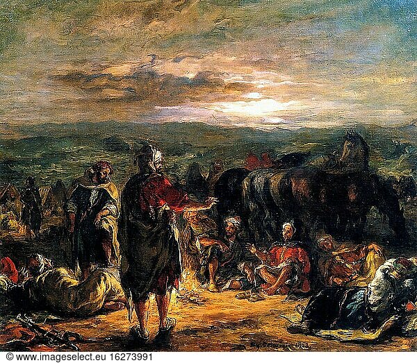 Delacroix Eug?ne - ein arabisches Lager bei Nacht - Französische Schule - 19. Jahrhundert.
