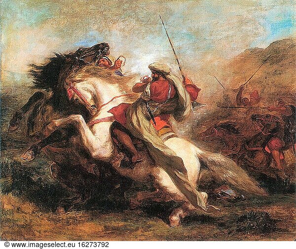 Delacroix Eug?ne - Zusammenstoß von arabischen Reitern - Französische Schule - 19. Jahrhundert.