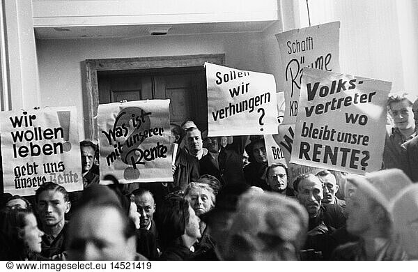demonstrations  Germany  manifestation of pensioners  1950s
