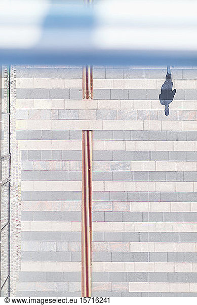 Denmark  Aarhus  Shadow of pedestrian seen from above