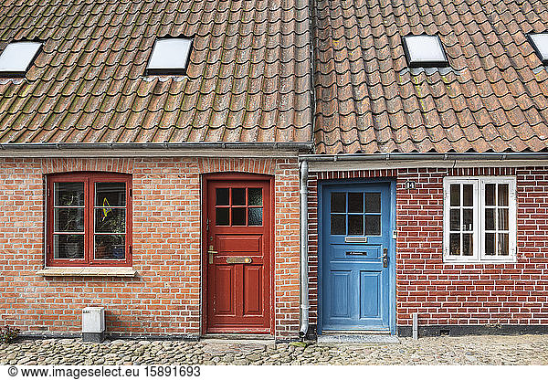 Denmark  Ribe  Facade of brick house with tiled roof