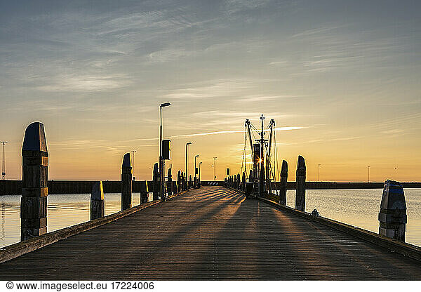 Denmark  Romo  Empty pier at sunset